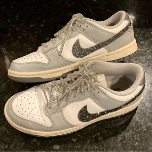 CUSTOM Nike WOMANS 8 Dunk Low Light Smoke Grey with RHINESTONE DETAILS *RARE*
